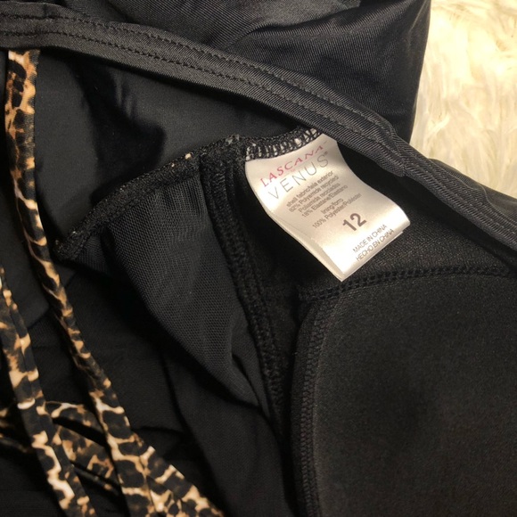 Black One-Piece Swimsuit with Patterned Straps - Picture 9 of 16